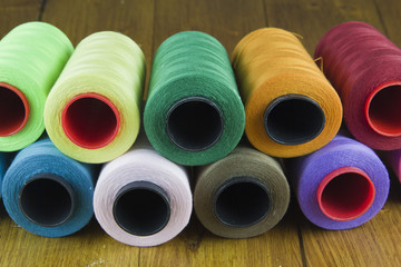 sewing thread bobbins, colorful