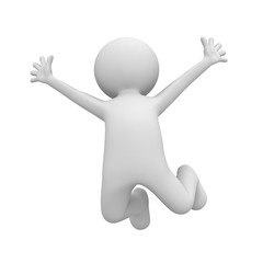Very happy 3d man jumping isolated over white background