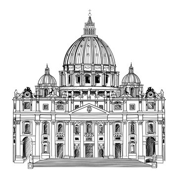 recommend clip art: Saint Peter's Cathedral, Rome, Italy.  Vatican architecture. 