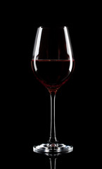 Transparent glass of red wine