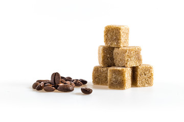 sugar cubes and coffee bean