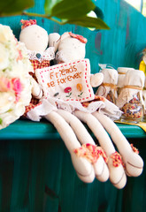 Cute soft puppets friends together