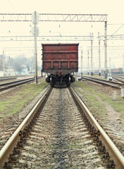 Fototapeta premium old train wagons at a railway hub