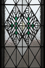Art Nouveau stained glass window in Hradec Kralove.