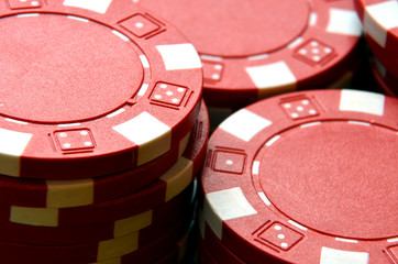 Poker chips pile detail