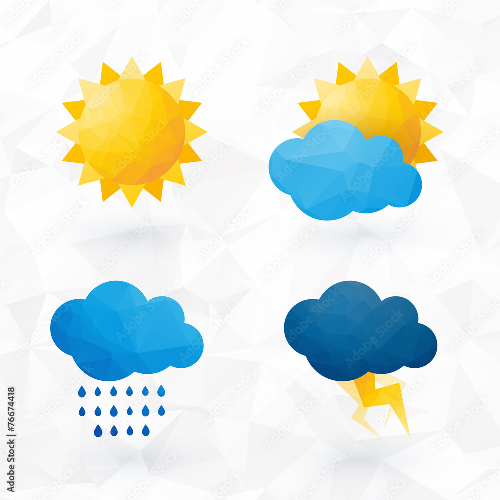 Canvas Prints icons for weather with sun and cloud motif with triangles