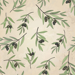 Olive seamless pattern Olive branch background label  pack