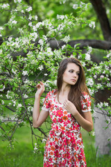 lovely girl in a green park