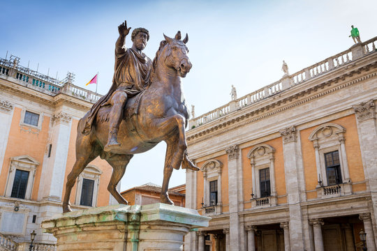 statues Castor and Pollux  Piazza del Campidoglio Rome Italy