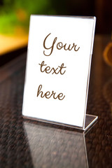 (empty) Reserved sign on table in restaurant