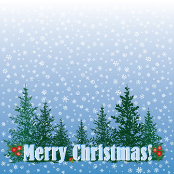 Merry Christmas snow background. Snowflakes pattern for greeting card design