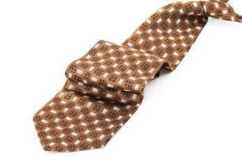 Brown necktie isolated on white background