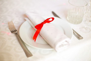 Empty glasses set in restaurant