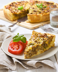 meat pie on a wooden background