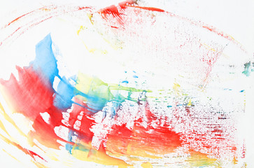 Watercolor paint line in vibrant red, yellow and blue