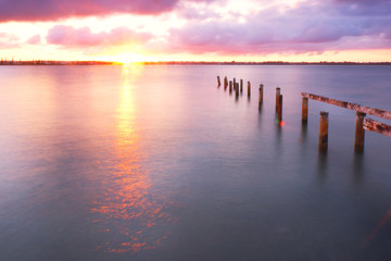 Fototapeta na wymiar Cleveland pier in the late afternoon. Brisbane, Queensland, Aust