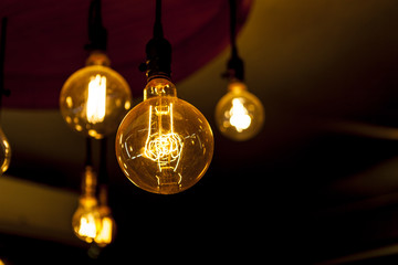 round glowing tungsten lamps