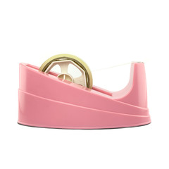 clear scotch tape role installed on pink base