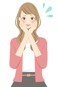 テレて焦る女性
