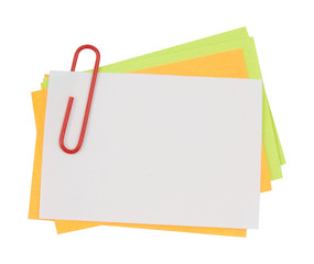 Multi color note with red paper clip