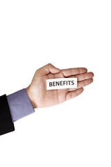 Hand Holding Paper With Benefits Text