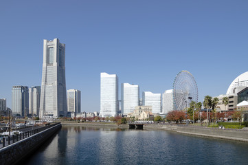 Naklejka premium 横浜みなとみらい２１の風景