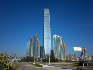 Fototapeta na wymiar 香港西九龍の高層ビル街