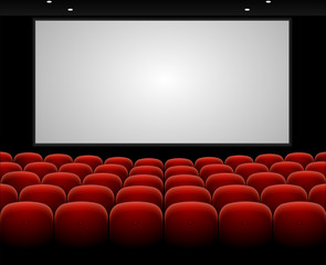 Vector cinema auditorium with blank screen