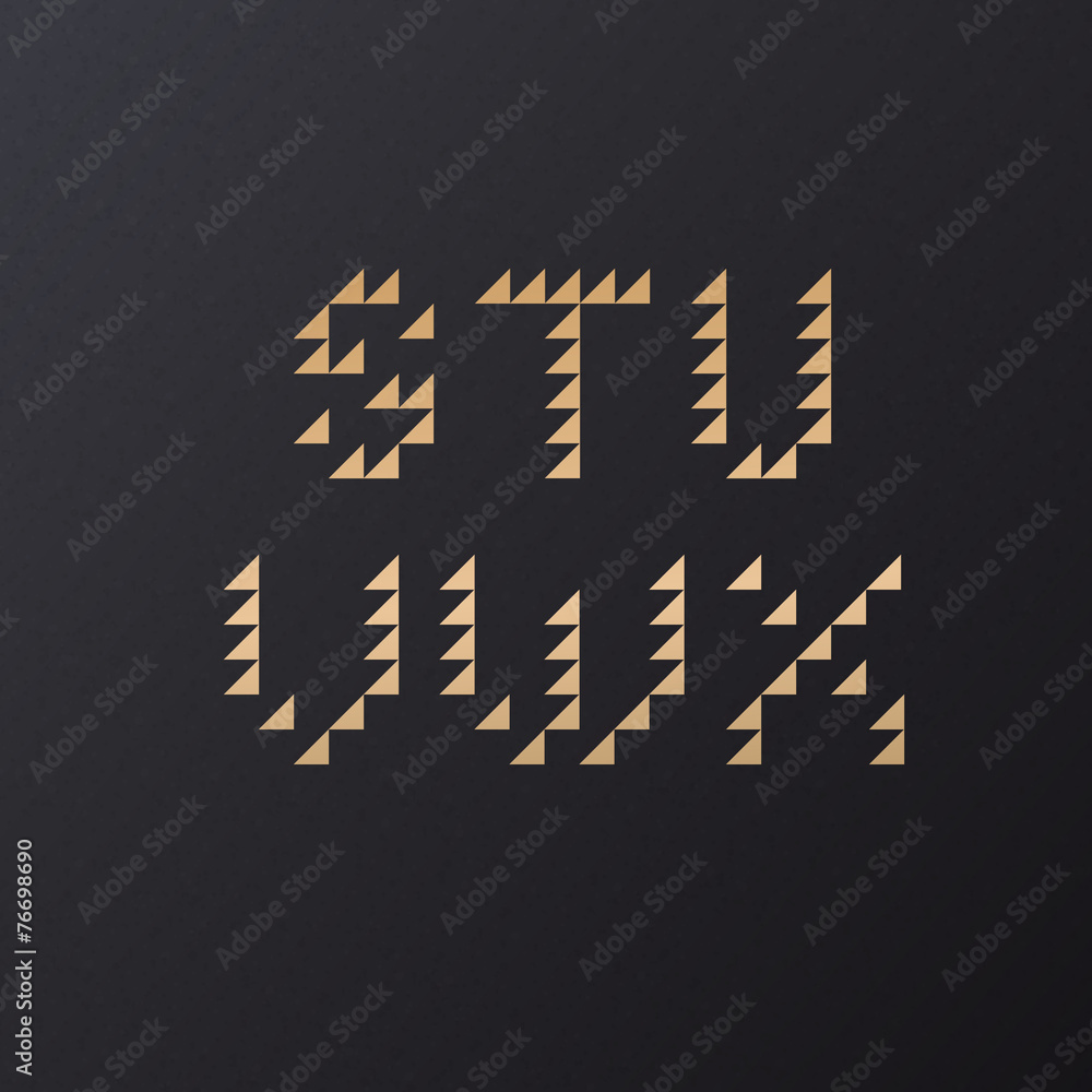 Poster vector retro geometric triangle font from s to x