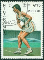 stamp printed in Nicaragua shows a tennis player