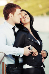 Happy young couple in love outdoor