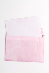 vintage pink envelope with paper page