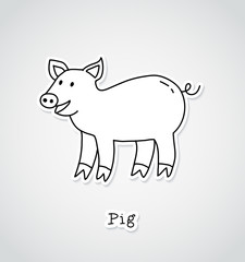 Pig drawing, sticker style