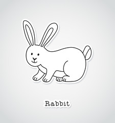 Rabbit drawing, sticker style