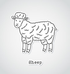Sheep drawing, sticker style