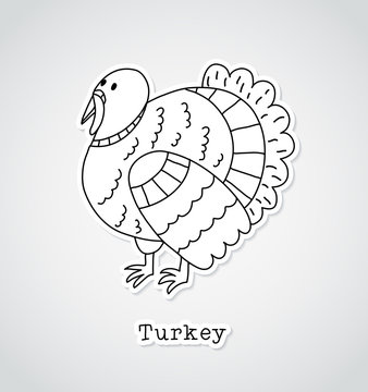 Turkey drawing, sticker style
