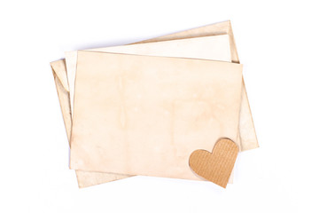 vintage envelope with yellow paper heart