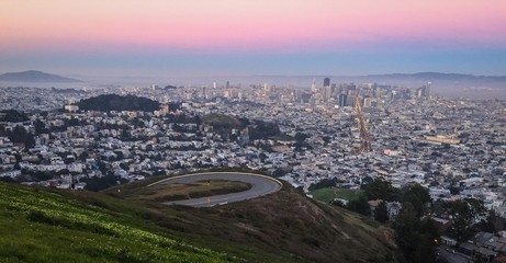 magnificent sunset at twin peaks in san francisco