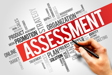 Assessment word cloud, business concept