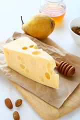 Cheese with almonds and pear