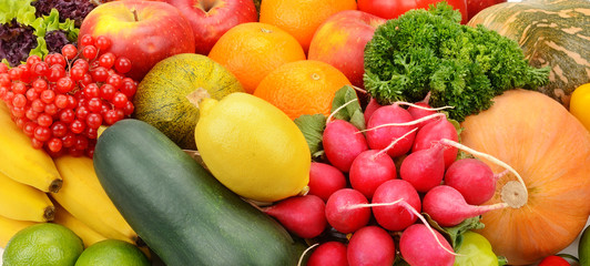 bright background of fruits and vegetables