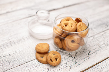 Bisquits on wooden background