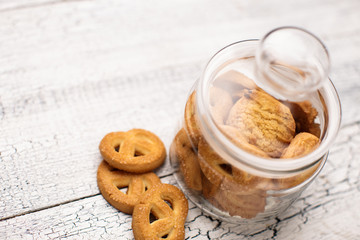 Bisquits on wooden background