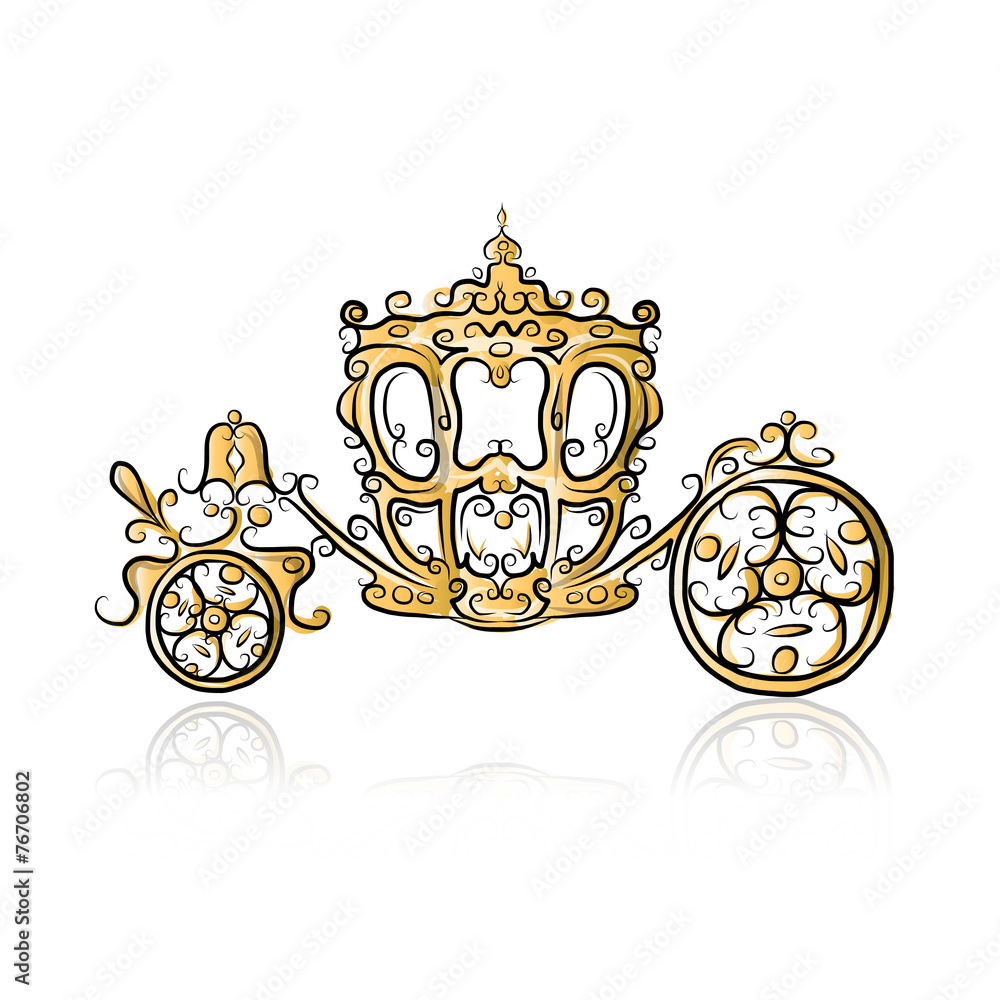 Sticker golden carriage, sketch for your design