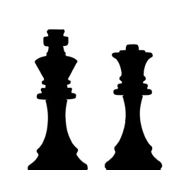 Silhouette of the two most important chess pieces: the king and queen 