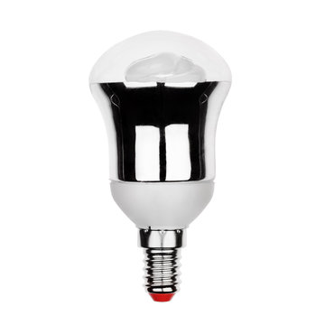Energy saving bulb with E14 socket isolated on white