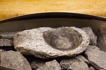 sauna oven with hot stones