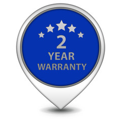 Two year warranty pointer icon on white background