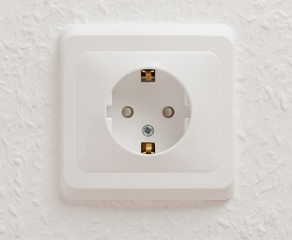 White electric socket at the wall