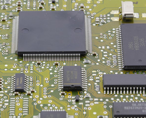 Microchips in a motherboard
